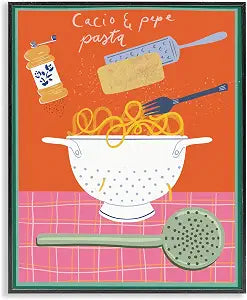 Retro Italian Pasta Meal Kitchen, 16 x 20 Inch Framed Gicle Print