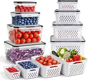 8 PCS Fruit Storage Containers for Fridge, Leakproof Produce Containers