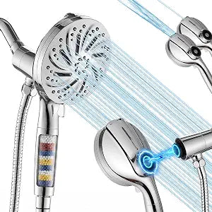 Magnetic Handheld Shower Head, High Pressure Filtered Showerhead with 10 Spray Modes, 5" Large Face, Power Wash for Bathroom Cleaning, 71" Stainless Steel Hose, Chrome