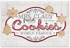 Vintage Mrs Claus Cookies Sign, 10 x 15 Inch Mounted Print on Wall Plaque