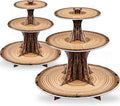 Rustic Woodland Cupcake Stand Set, 2 Pack 3-Tier Dessert Tower for Safari Birthday, Baby Shower, Camping & Woodland Party Decor