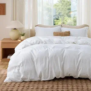 Bedsure White Duvet Cover Queen Size - Soft Double Brushed Bedding Set for Kids & Adults, Zipper Closure, 3 Pieces, Includes 1 Duvet Cover (90"x90") & 2 Pillow Shams, NO Comforter