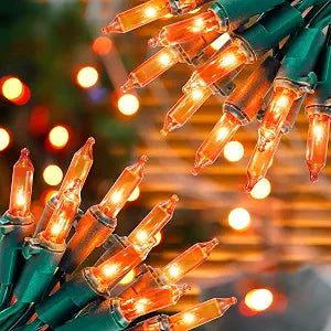 Hopolon Orange Halloween Mini Lights, 2 Pack 50 Count 13FT Green Wire