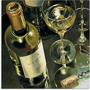 Elegant White Wine Still Life, 17 x 17 Inch Canvas Wall Art