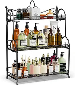 YIUKEA Bathroom Organizer Countertop - 3 Tier Spice Rack Organizer, Counter Organization and Storage for Bathroom, Kitchen, Bedroom, Offices, Foldable