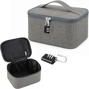 Shinylin Lockable Privacy Storage Bag with Zipper Lid and Lock, Gray