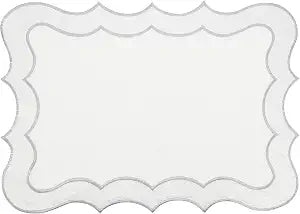 Saro Lifestyle Elegant Scallop Edge Placemat (Set of 4), Silver, 14"x20"