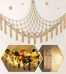 RelaxScene Stuffed Animal Hammock Corner Storage with LED Light - Plush Hammock Large Plushie Net