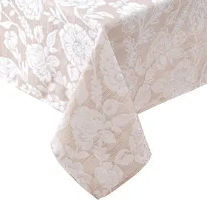 Laura Ashley Wrinkle Resistant Annaleigh Tablecloth, 60" x 102", Taupe
