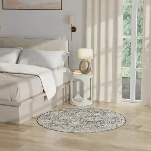 Nourison Home Oushak Home Charcoal 4' x Round Area Rug - Easy Cleaning, Non Shedding, Bed Room, Living Room, Dining Room, Kitchen (4' x Round)