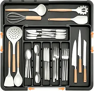 Spaclear Large Silverware Drawer Organizer Expandable Kitchen Utensil Tray