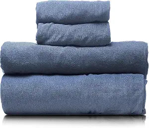 Linteum Textile Heather Jersey Sheet Set (Chambray, Queen) - 100% Cotton | T-Shirt Sheets, All Season Bedding Set | Cozy Heather Sheets.