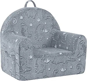 MeMoreCool Kids Chair, Glow Grey Dinosaur Kids Couch Sofa for Ages 3+