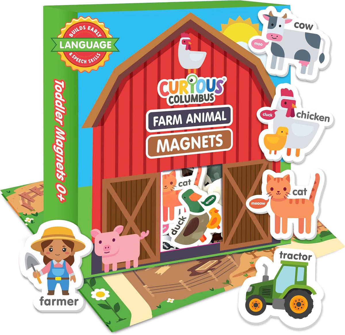 Curious Columbus Farm Animal Fridge Magnets for Toddlers 1-3 Year Olds