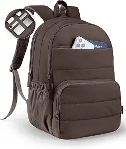 Uselike Travel Backpack for Women, 15.6 Inch Laptop Backpack, Quilted College Bookbag, Cute Work Backpacks, Water Resistant (Dark Brown)