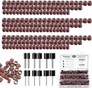 Tnisesm Aluminum Oxide Sanding Drum Set,Including 80 120 240Grit Drum Sander Sanding Sleeves and 12 Pieces Drum Mandrels for Dremel Rotary Tool,Sanding Drums with Box
