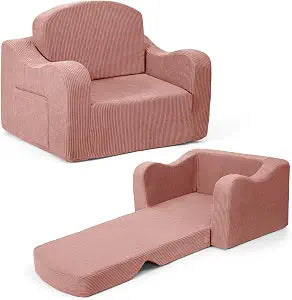 Airpanda Kids Sofa Chair, 2-in-1 Kids Couch, Fold Out Foam Sofa, Pink