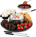 Kusini 2 in 1 Electric Fondue Set & Smores Maker Tabletop Indoor Kit with Removable Trays & 4 Skewers - Smores Station Chocolate Melting Pot - Unique Couple Gift Set Idea, Date & Movie Night Supplies