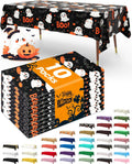 Pureegg Plastic Table Cloth Disposable 54x108 Inch 10 Pack Halloween Black
