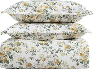 Laura Ashley - Twin Duvet Cover Set, Super Soft Cotton Bedding Set with Matching Sham(s), Floral Home Decor, Oeko-Tex Certified (Roses Gold, Twin)