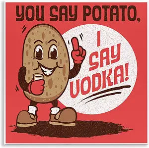 Funny Potato Vodka Vintage, 12 x 12 Inch Mounted Print on Wall Plaque