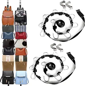 IZUS Bag-Organizer-Holder Purse Hanger - 20 Hooks for Closet and Door 2Pcs