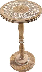 Vintage Natural White Wash Side Table 12x22