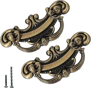 8 Pack Antique Brass Drawer Pulls, 2-1/2 Inch Hole Centers