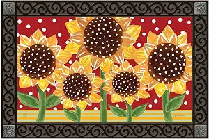 Studio M Playful Sunflowers - 30 x 18 Inch Polyester and Rubber Doormat Insert for Indoor/Outdoor Use