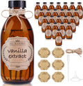 24 Pack 8 OZ Vanilla Extract Bottles, Amber Glass Bottles with Lids