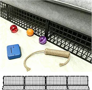 8 Pack Under Bed Blockers for Pets  Easy to Install Black Plastic Under Couch Blocker (6.5" H X 14.5" L)  Prevents Dogs, Cats, Toys from Getting Under Sofa or Furniture