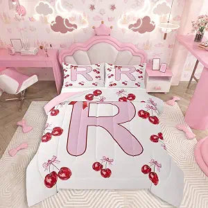 Feelyou Bow Initial Letter R Comforter Set Bedding Set Twin Size 2 Pcs