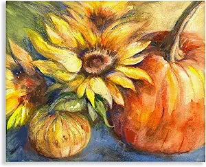 Stupell Industries Fall Sunflowers and Gourds, 24 x 30 Inch Canvas Wall Art