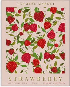 Strawberry Floral Still Life, 24 x 30 Inch Canvas Wall Art