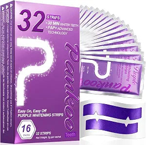 Purple Teeth Whitening Strips 32 Counts for Daily Use