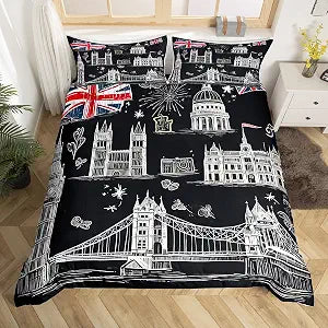 Feelyou Girls Big Ben Comforter Cover Queen Size for Children Kids Women