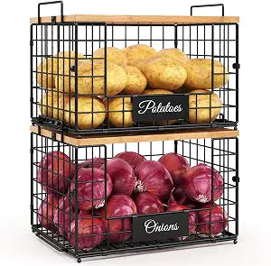 2 PACK XXL Potato and Onion Storage Bins, Pantry Organizers and Storage