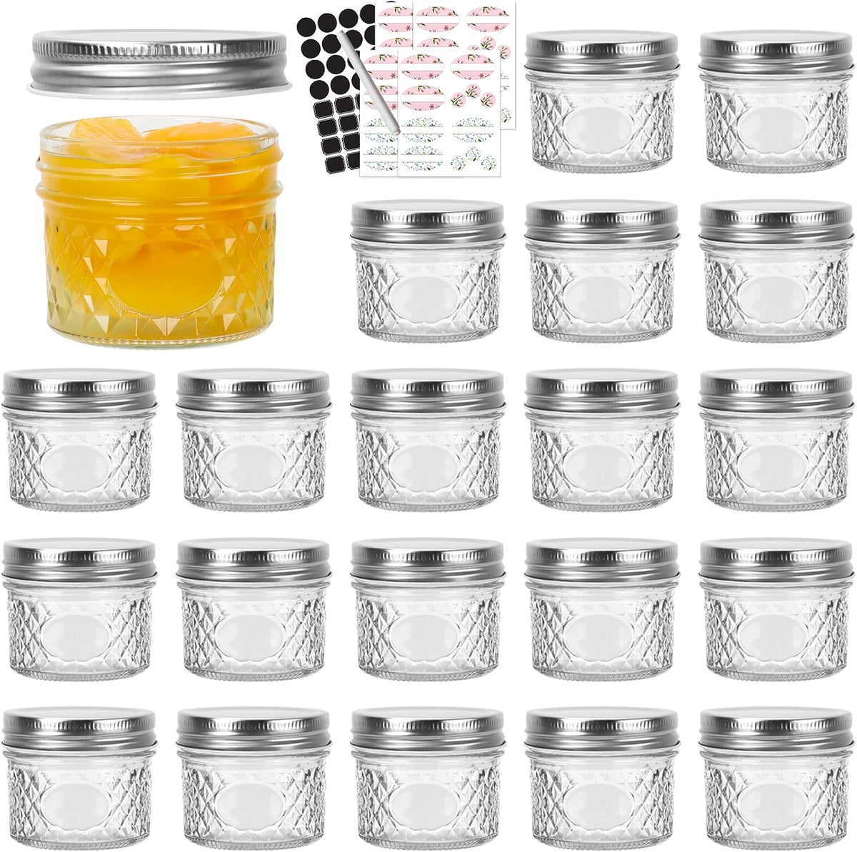 4 oz Mason Jar with Airtight Lid,20 Pack Wide Mouth Small Glass Mason Jars