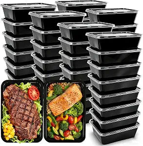 50-Pack Meal Prep Containers, Single Compartment with lids, 26 OZ.