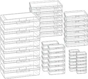 42 Pieces Mixed Sizes Rectangular Empty Mini Clear Plastic Organizer Box