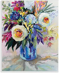 Joy of Color Bouquet Floral, 11 x 14 Inch Mounted Print on Wall Plaque