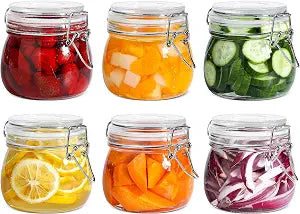 ComSaf Round Small Glass Pantry Jars with Airtight Lids 17 oz 6 Pack