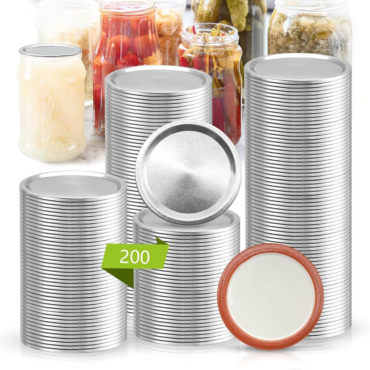 200Pcs 70MM Regular Mouth Mason Jar Canning Lids