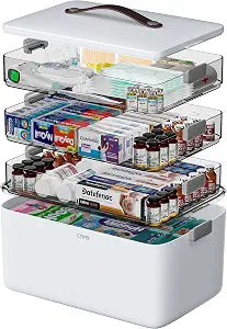 CTIME 4-Tier Medicine Organizer - Portable Medicine Cabinet with Handle