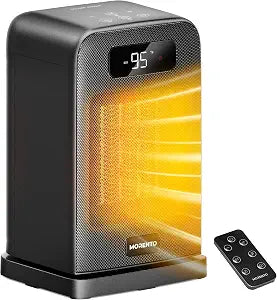 MORENTO Space Heater, 70 Oscillation, LED Display, 12H Timer, Thermostat, Overheat Protection, ECO, Small Space Heaters for Indoor Use, 1500W Ceramic, Heater for Bedroom, Office, Home (Black, 1 Pack)