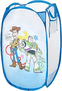 Disney Pixar Toy Story Pop-Up Hamper,Collapsible Laundry Basket with Durable Handles,Lightweight Storage Bin for Kids' Bedroom, Nursery, or Playroom,Blue