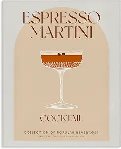 Retro Espresso Martini Cocktail, 16 x 20 Inch Canvas Wall Art