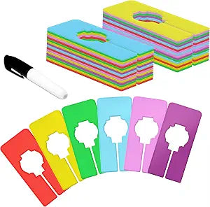 30 PCS Closet Rack Dividers, 6 Colors Rectangular Clothing Hanger Dividers with a Bonus Marker, Writable & Reusable for Sorting Clothes Size, Color Brand