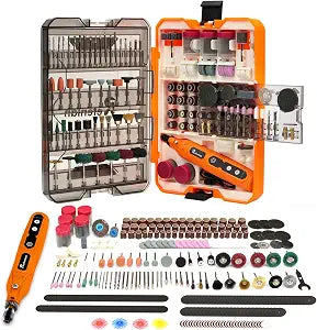 448PCS Rotary Tool Accessories Kit, 1/8" Universal Rotary Tool Bits, Includes 4V Cordless Rotary Tool (5 Speeds, 2000mAh)  Ideal for Sanding, Polishing, Engraving, Grinding