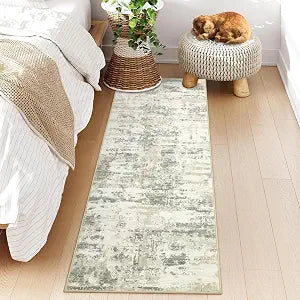 GarveeHome Abstract Kitchen Runner Rugs, Washable Non Slip 2x6 Hallway Runner, Ultra Thin Non Skid Floor Cover Carpet, Foldable Thin Beige Rugs for Laundry Bathroom Bedroom